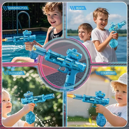 LED Light-Up Electric Water Gun with Automatic Sensor - Summer Outdoor Beach and Pool Toy for Children