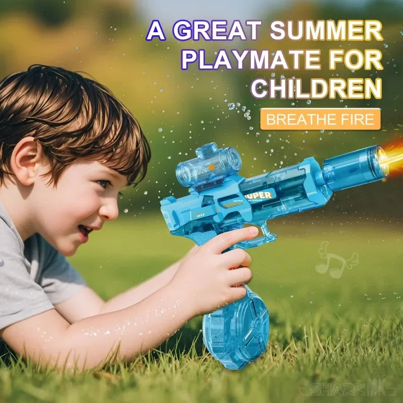 LED Light-Up Electric Water Gun with Automatic Sensor - Summer Outdoor Beach and Pool Toy for Children