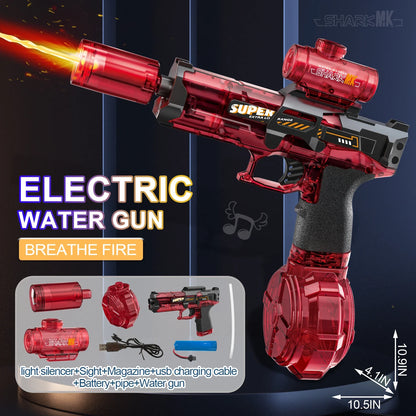 LED Light-Up Electric Water Gun with Automatic Sensor - Summer Outdoor Beach and Pool Toy for Children