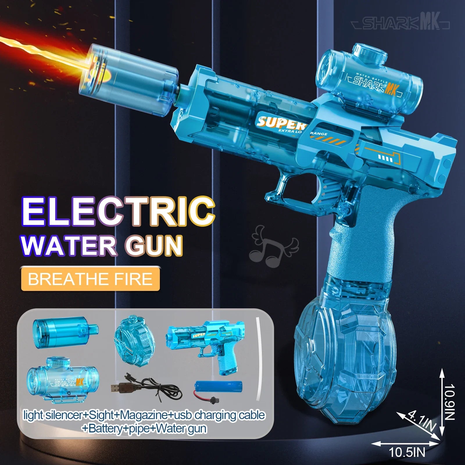 LED Light-Up Electric Water Gun with Automatic Sensor - Summer Outdoor Beach and Pool Toy for Children