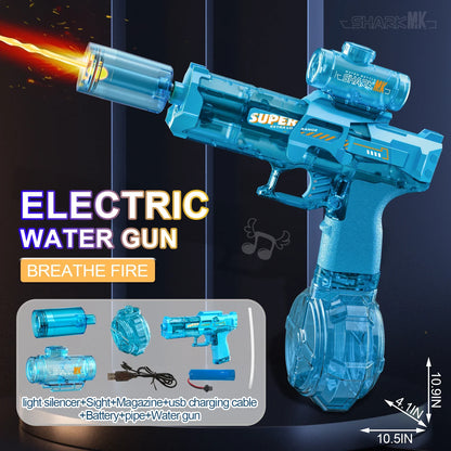 LED Light-Up Electric Water Gun with Automatic Sensor - Summer Outdoor Beach and Pool Toy for Children