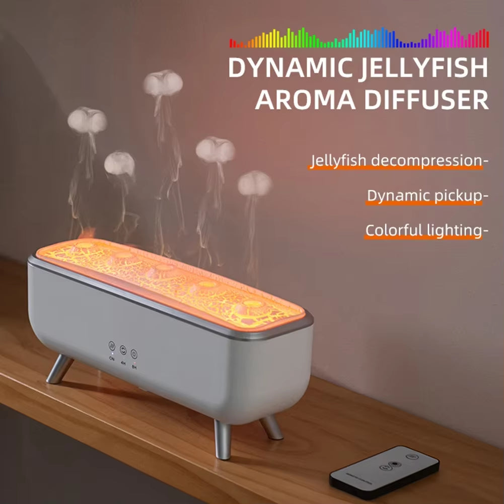 300Ml Dynamic Dancing Jellyfish Air Humidifier 5 Nozzles Colorful Lighting Aromatherapy Diffuser 2 Mist Modes for Home Office